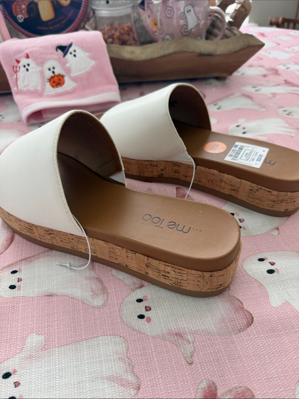 me too White Cork Platform Slide Mules, NWT, Size 11 - Picture 5 of 7